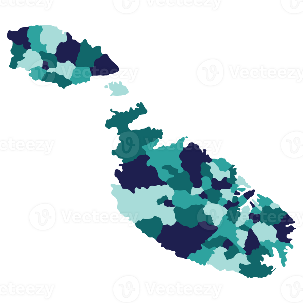 malta Karta. Karta av malta i administrativ provinser i Flerfärgad png