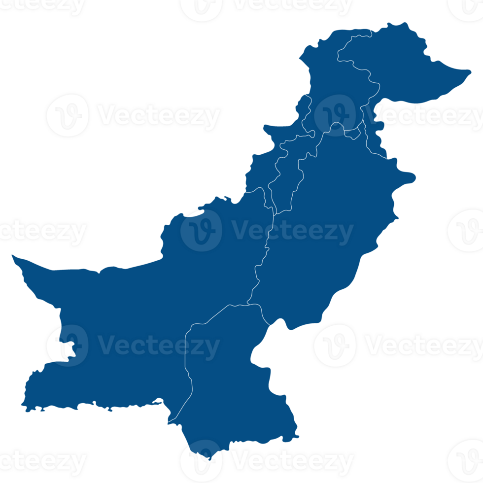 Pakistan map. Map of Pakistan in administrative provinces in blue color png