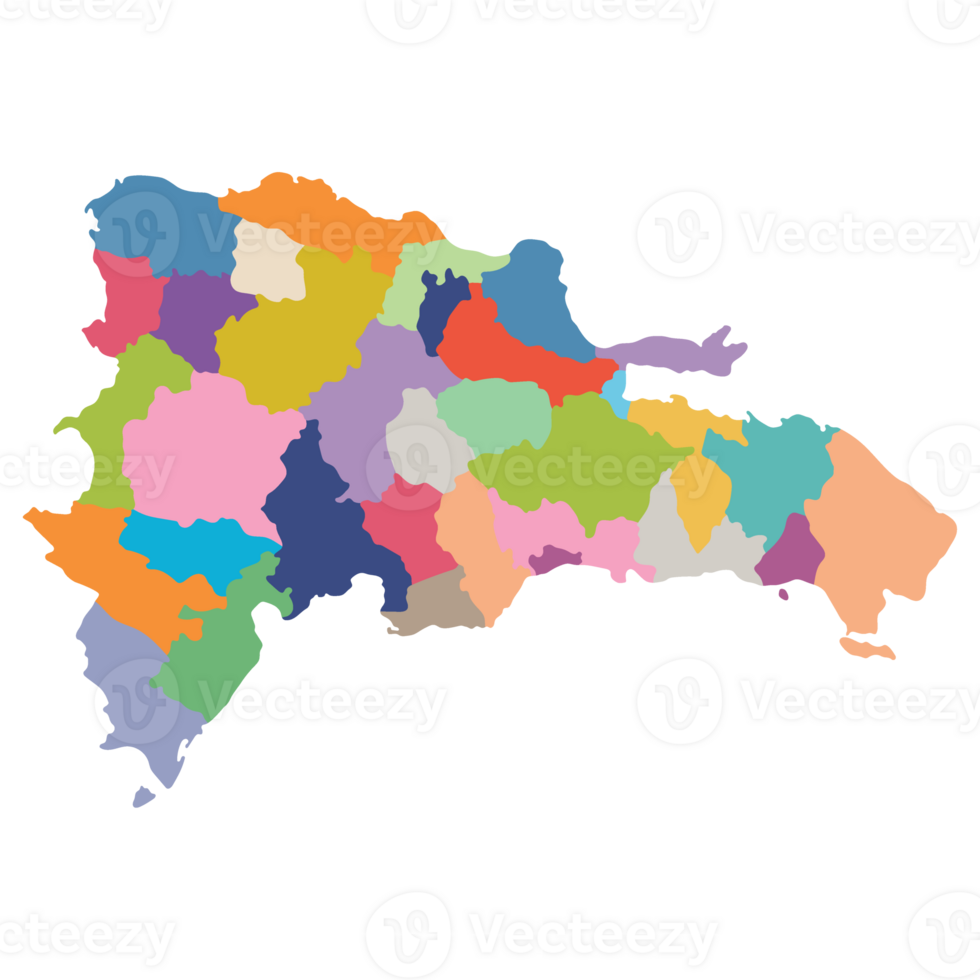 Dominican Republic map. Map of Dominican Republic in administrative provinces in multicolor png