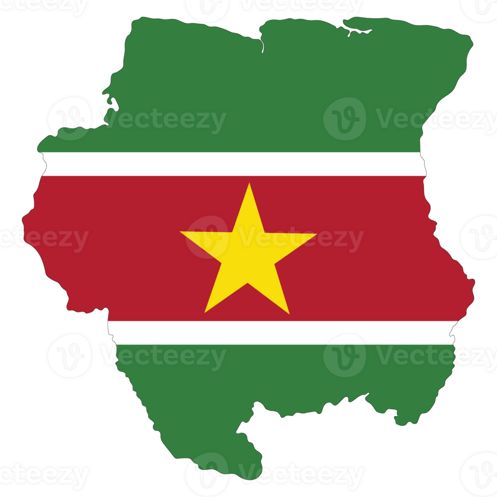 Map of Suriname with national flag of Suriname png
