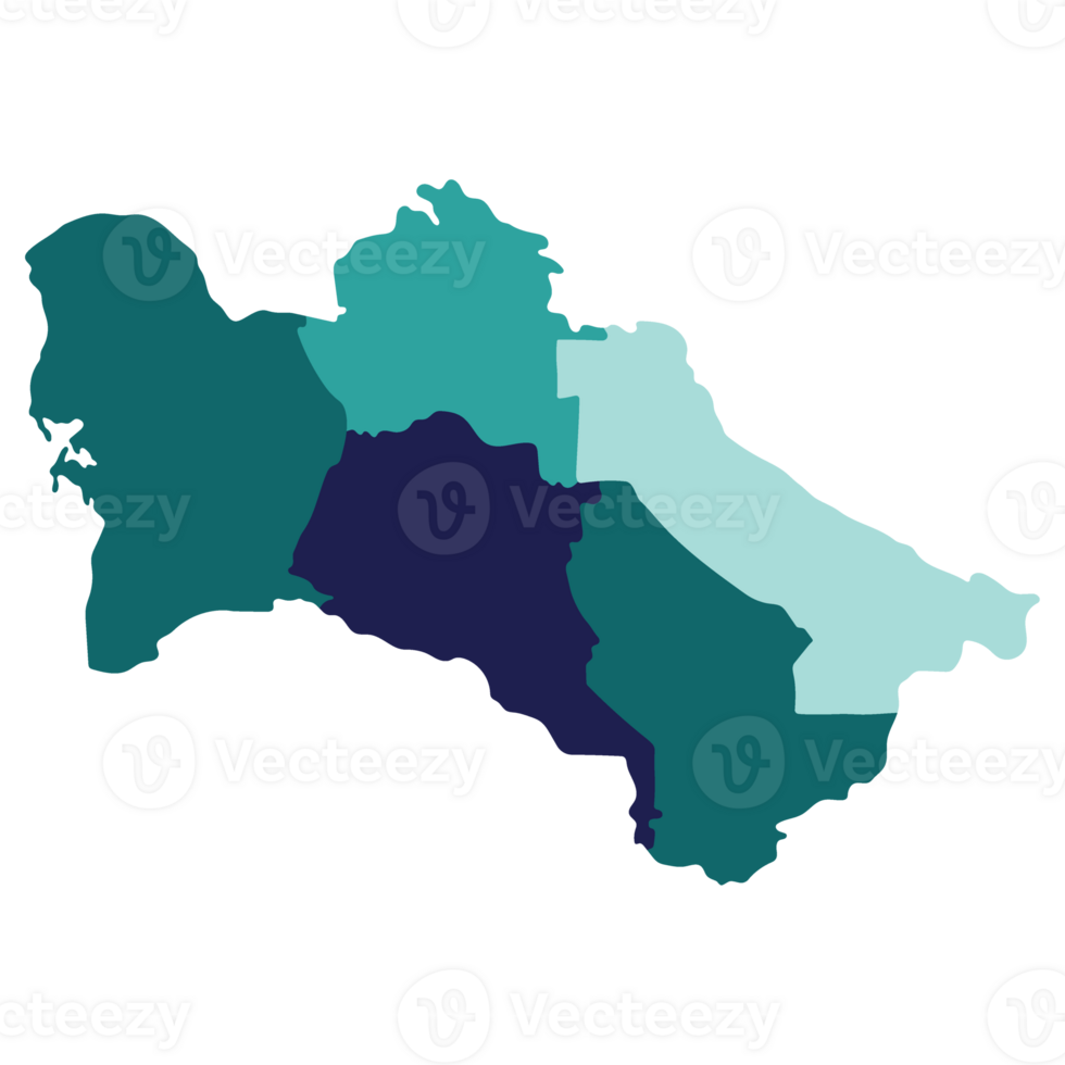 Turkmenistan Karte. Karte von Turkmenistan im administrative Provinzen im Mehrfarbig png