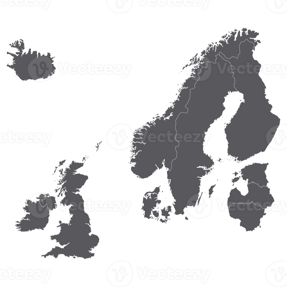 norte Europa país mapa. mapa do norte Europa dentro cinzento cor. png