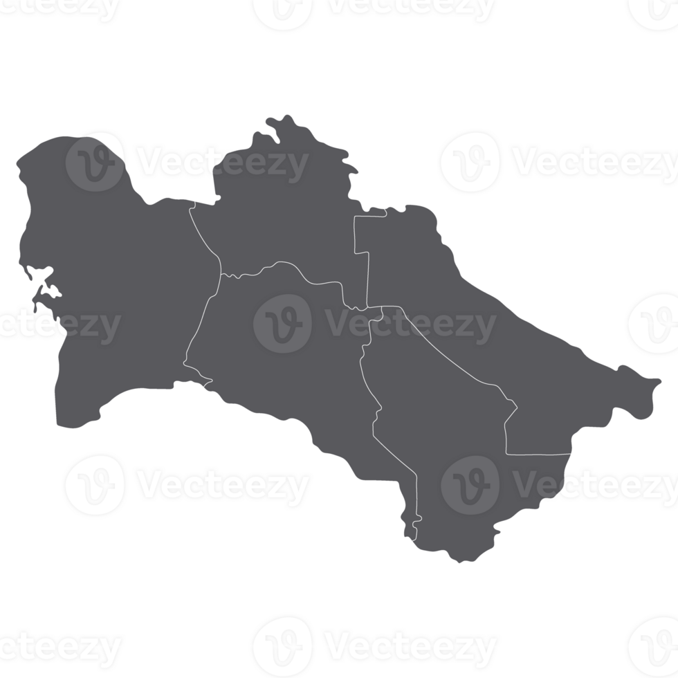 Turkmenistán mapa. mapa de Turkmenistán en administrativo provincias en gris color png