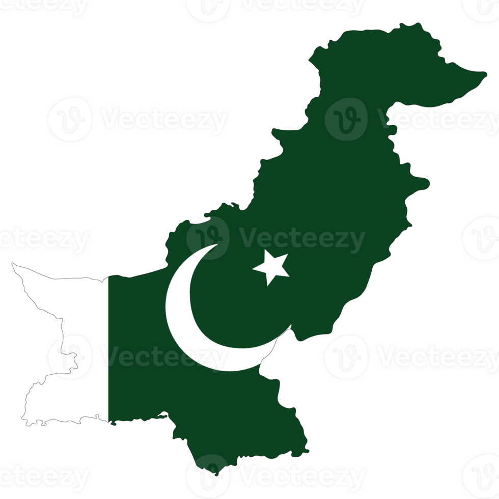 Pakistan map. Map of Pakistan with Pakistan flag png