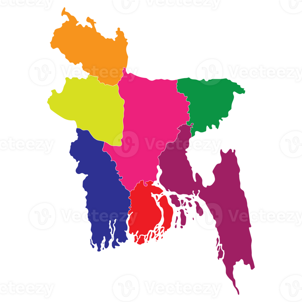 Bangladesh map. Map of Bahamas in administrative provinces in multicolor png