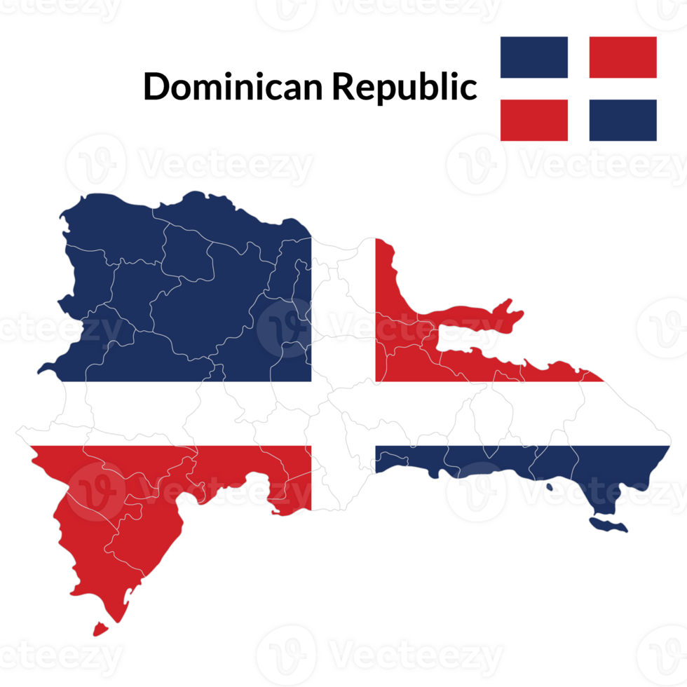 Map of Dominican Republic with national flag of Dominican Republic png