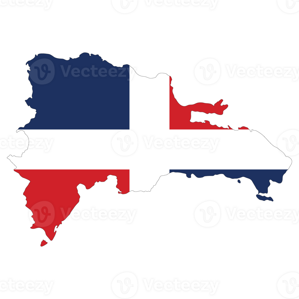 Map of Dominican Republic with national flag of Dominican Republic png