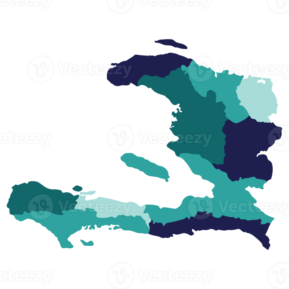 Haiti map. Map of Haiti in administrative provinces in multicolor png