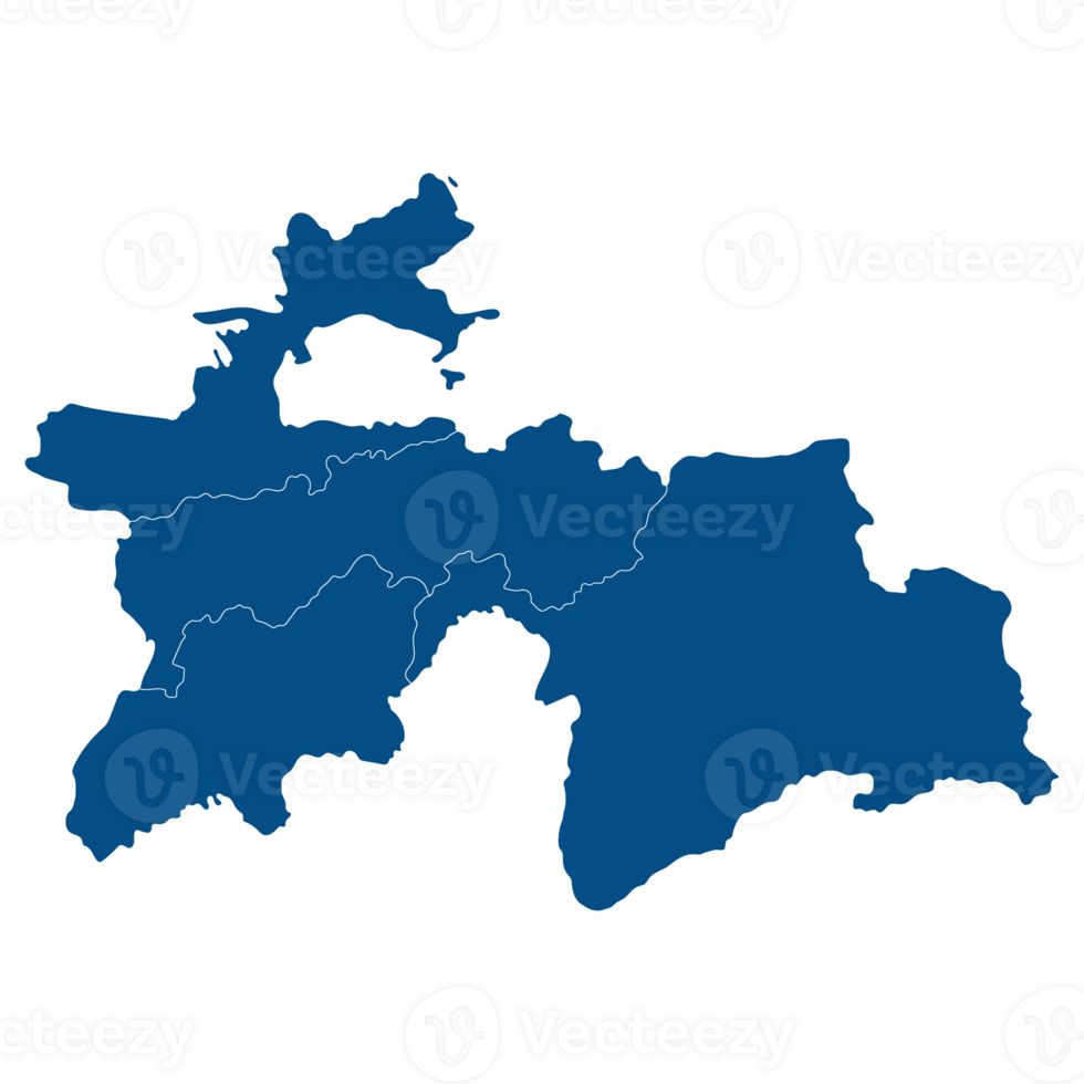 Tajikistan map. Map of Tajikistan in administrative provinces in blue color png
