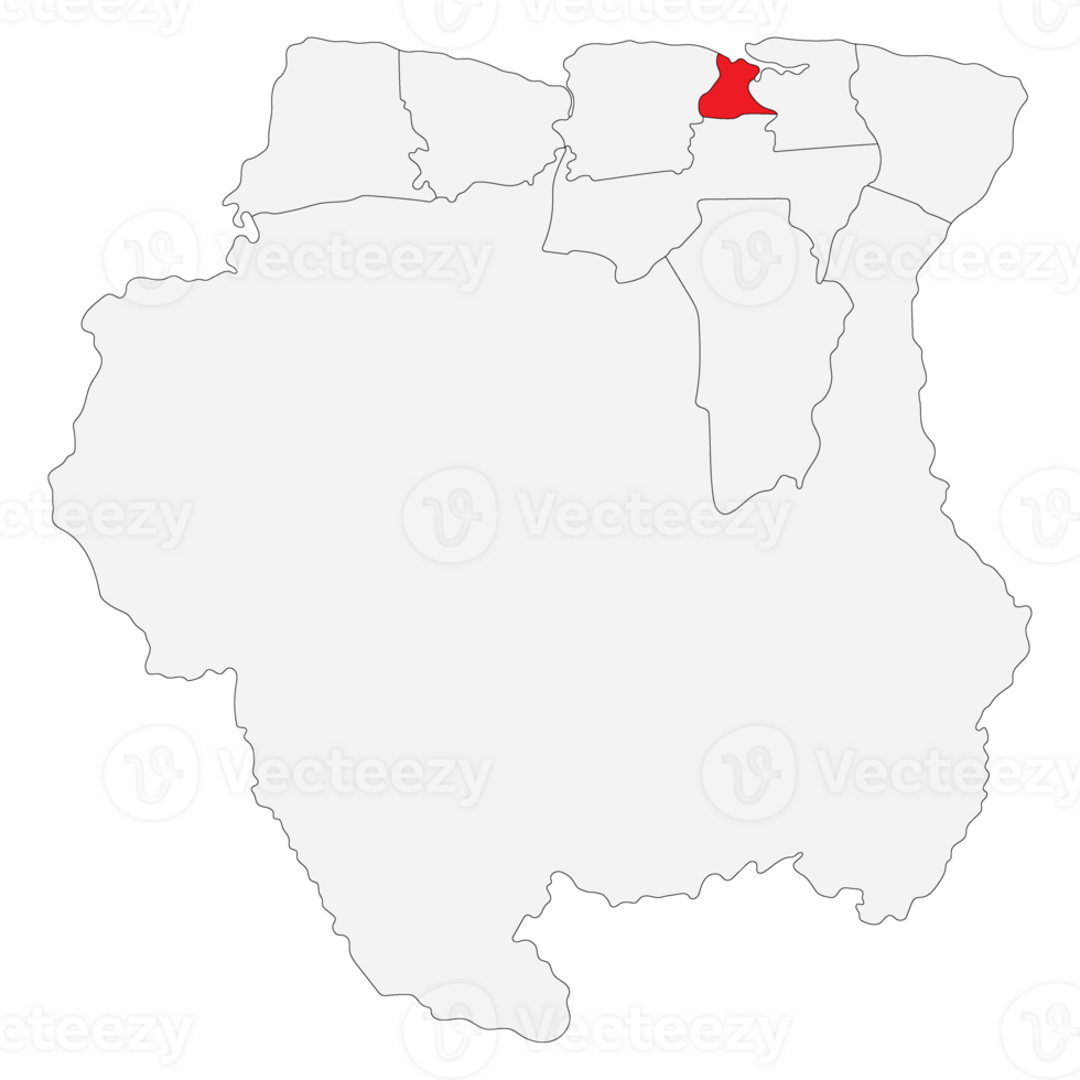 carta geografica di suriname con capitale città paramaribo png