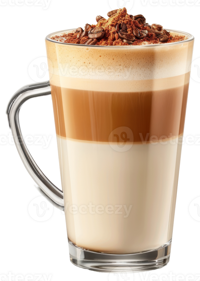 AI generated Layered cappuccino with cocoa on transparent background - stock png. png
