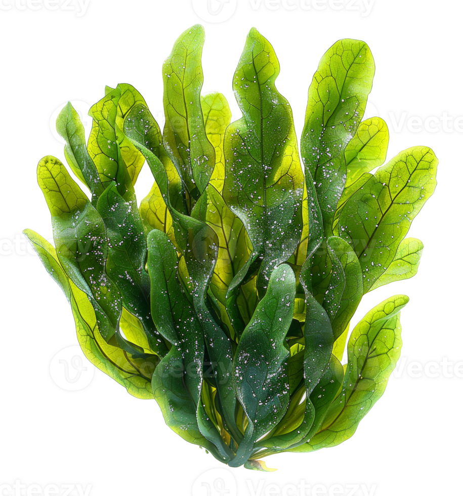 AI generated Fresh green sea lettuce algae on transparent background - stock png. png