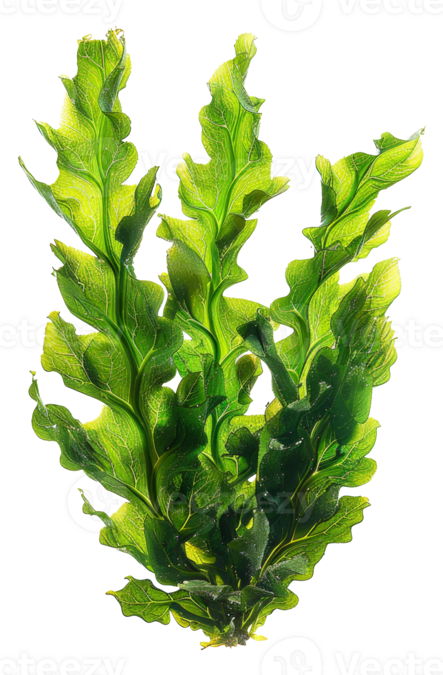 AI generated Fresh green sea lettuce algae on transparent background - stock png. png