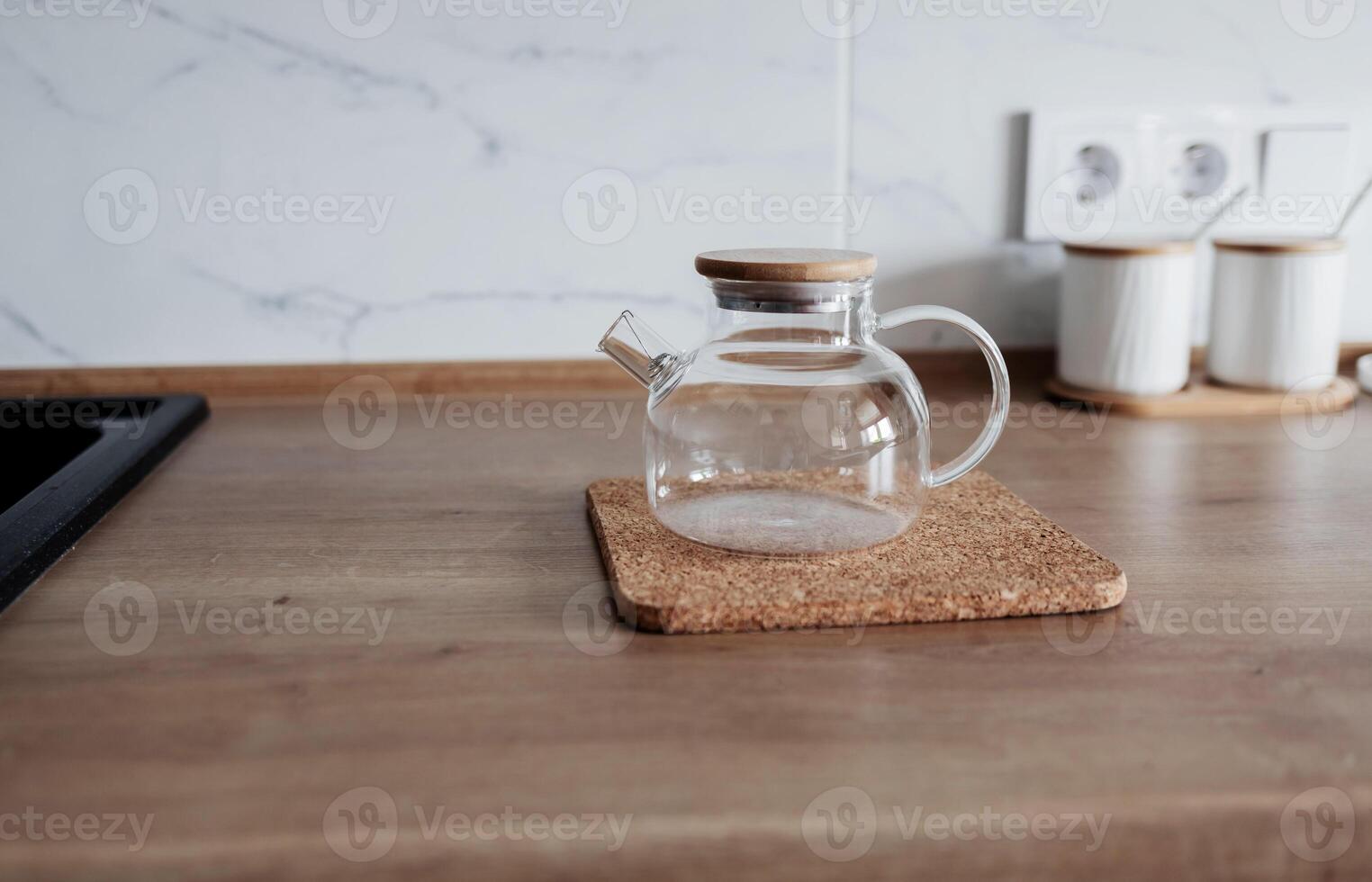 Empty glass teapot photo