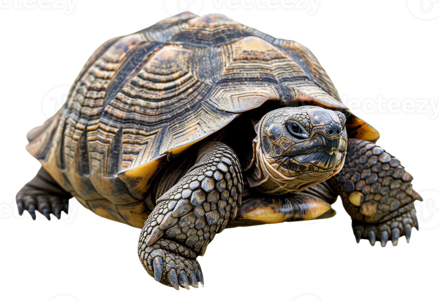 AI generated Large tortoise with detailed shell on transparent background - stock png. png