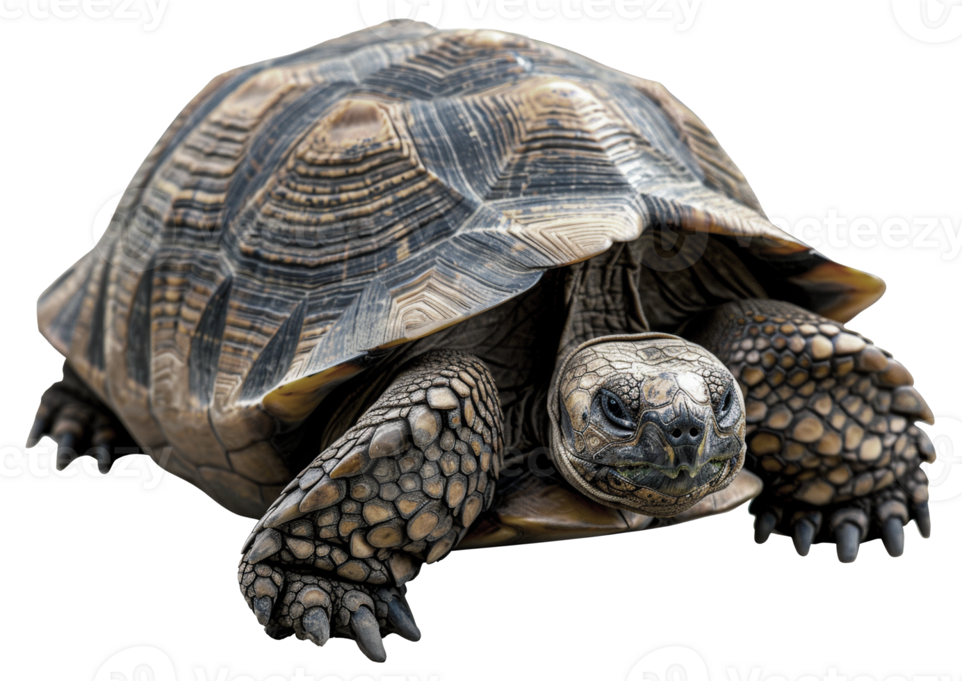 AI generated Large tortoise with detailed shell on transparent background - stock png. png