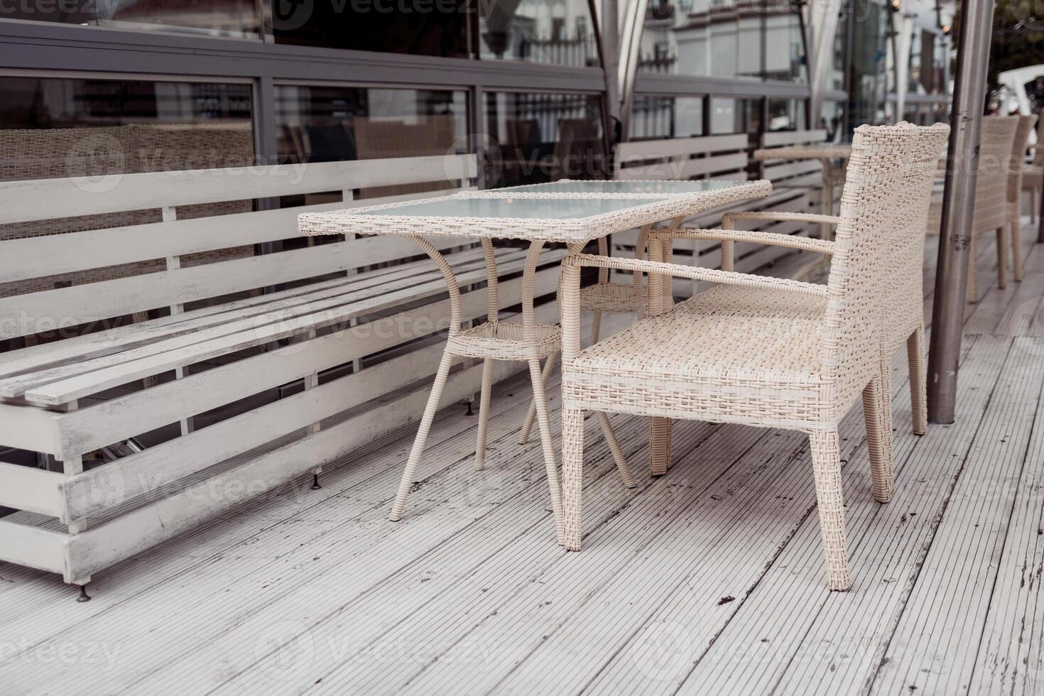 Chair in cafe outdoor. photo