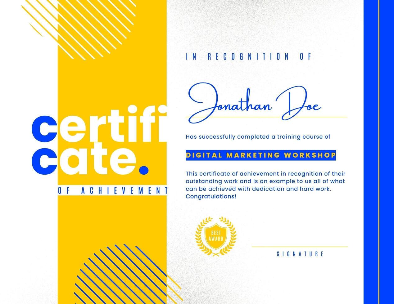 Certificate of Achievement Template for Business Digital Marketing Workshop