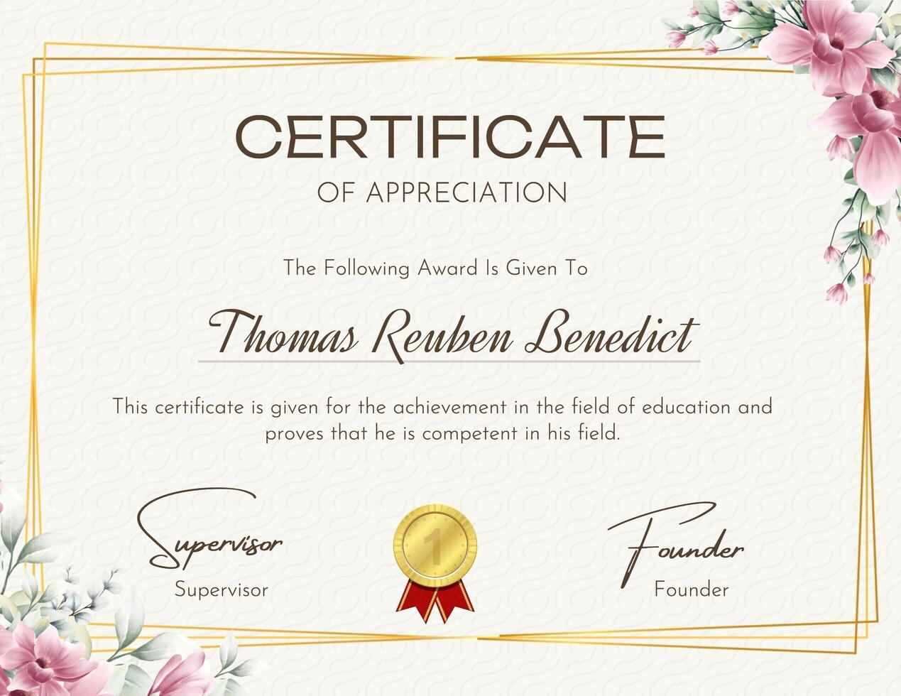 Floral Certificate (Landscape) template