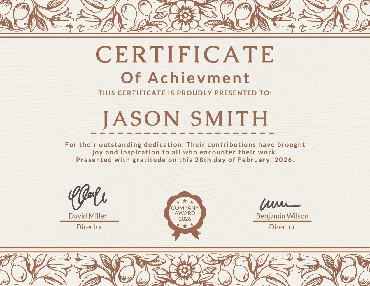 Vintage Floral Certificate template