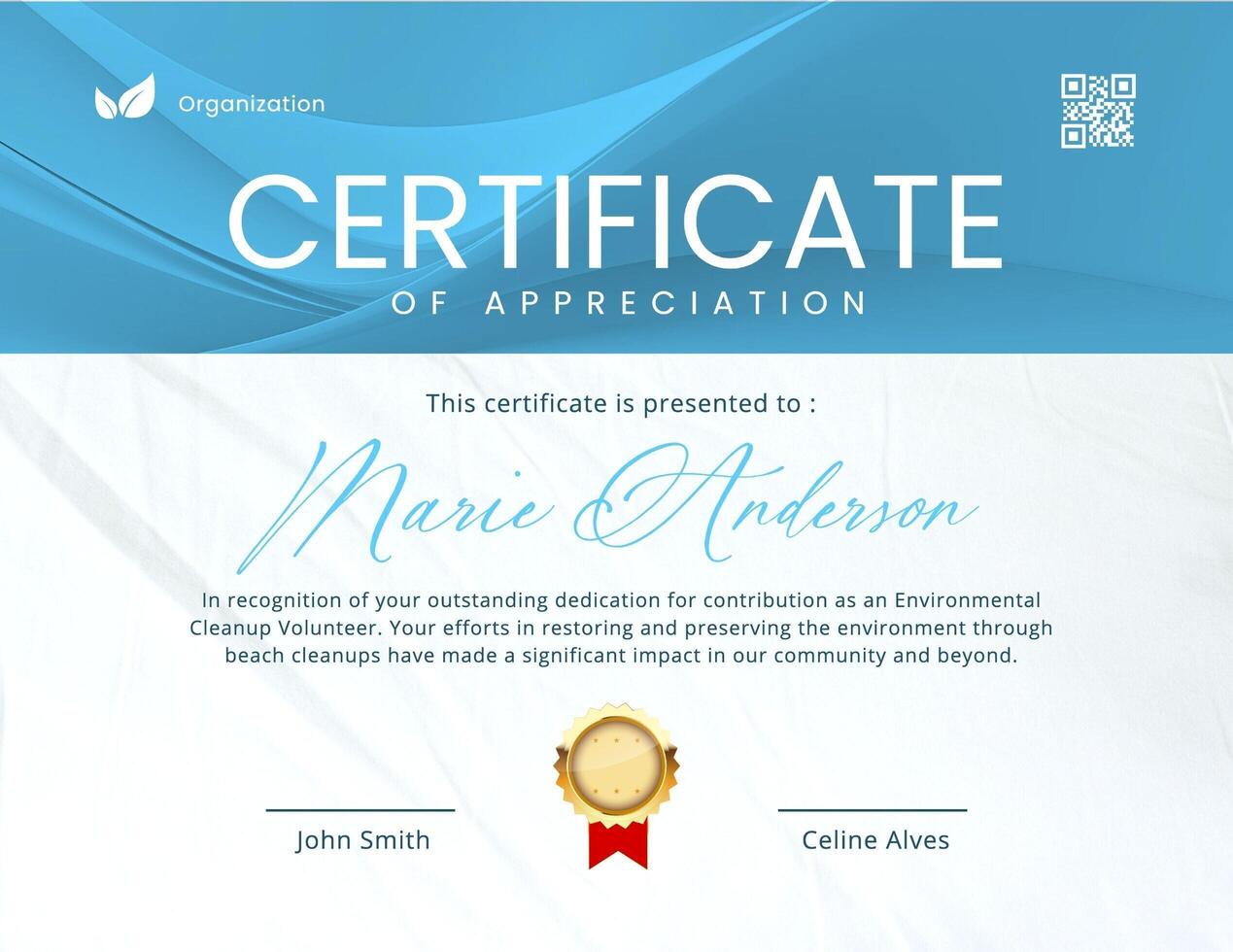 Blue Minimalist Disasters Volunteer Certificate of Participation template