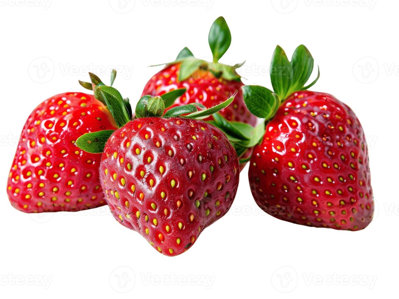 AI generated Red Strawberry Fruit top view transparent background Freshness of juicy for Decoration Smoothie food menu photo