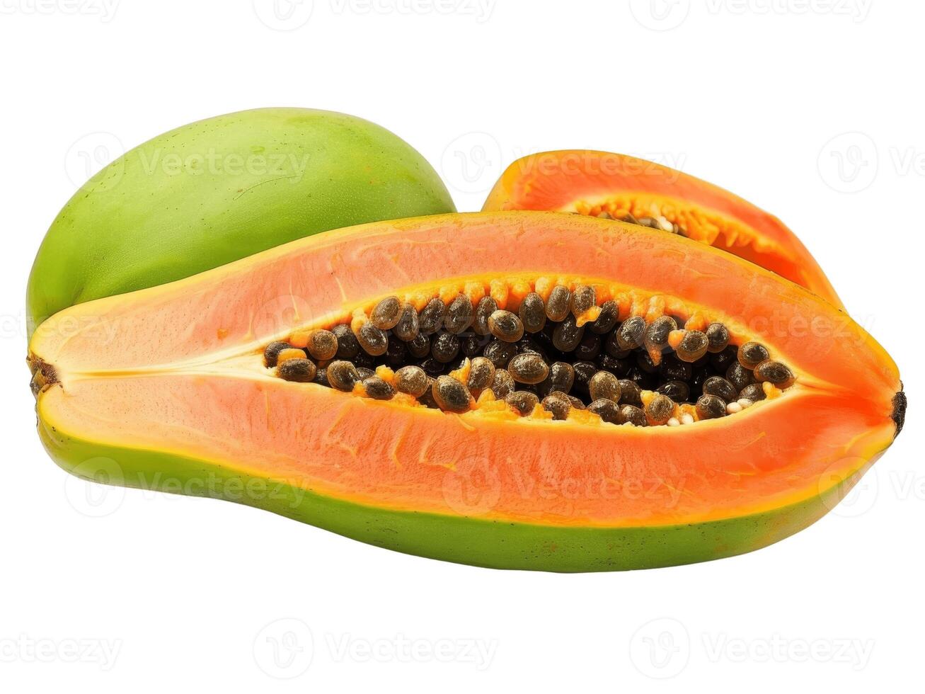 AI generated Papaya Fruit top view transparent background Freshness of juicy for Decoration Smoothie food menu photo