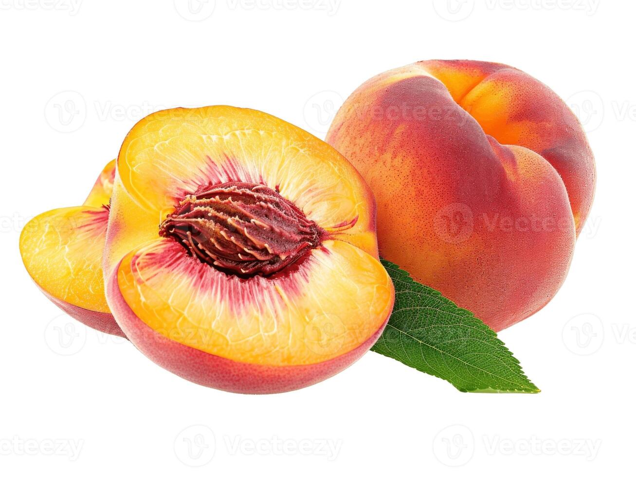 AI generated peach Fruit top view transparent background Freshness of juicy for Decoration Smoothie food menu photo