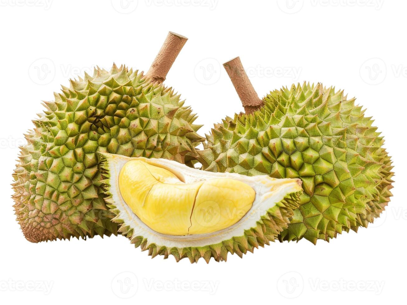 AI generated durian Fruit top view transparent background Freshness of juicy for Decoration Smoothie food menu photo