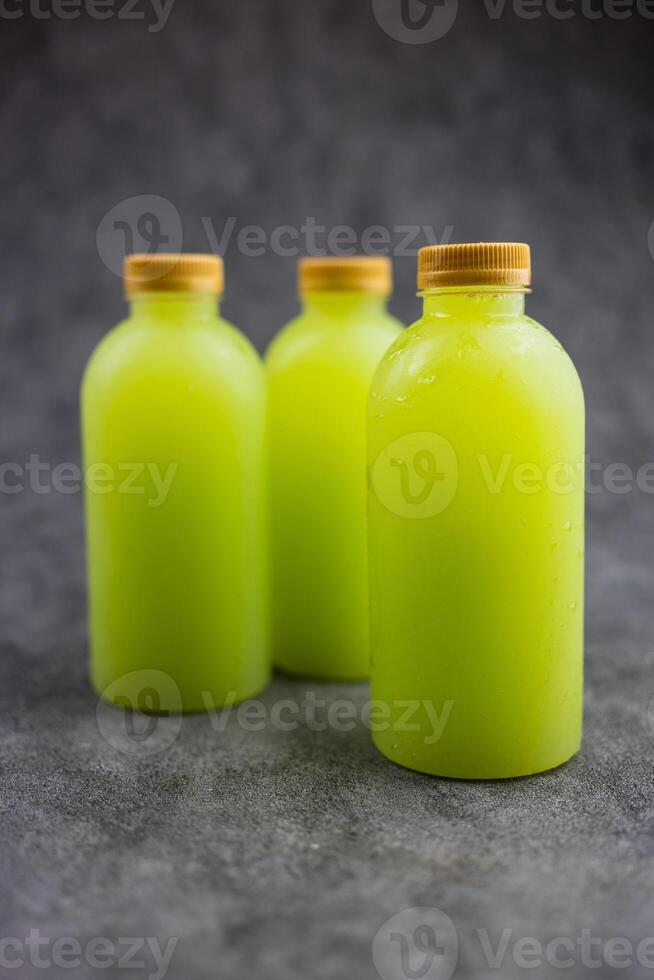 Guava juice in plastic bottle photo