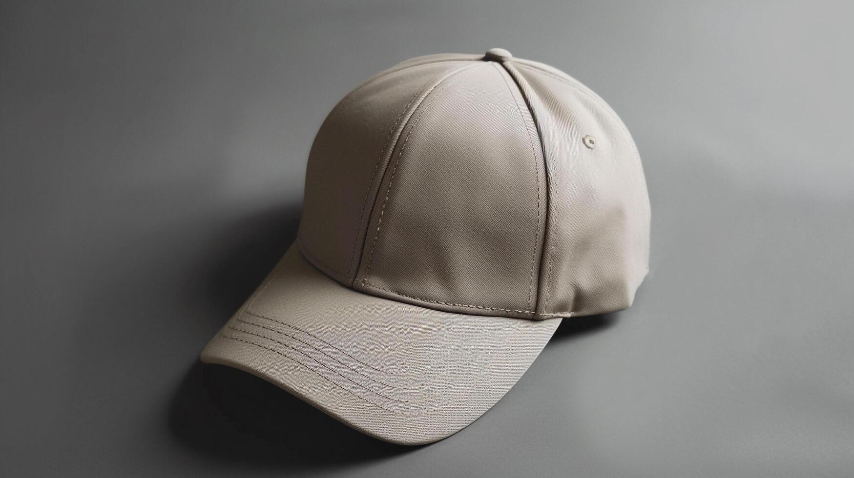 AI generated Flat lay of a blank baseball cap mockup, soft shadowing for dynamic embroidery designs photo