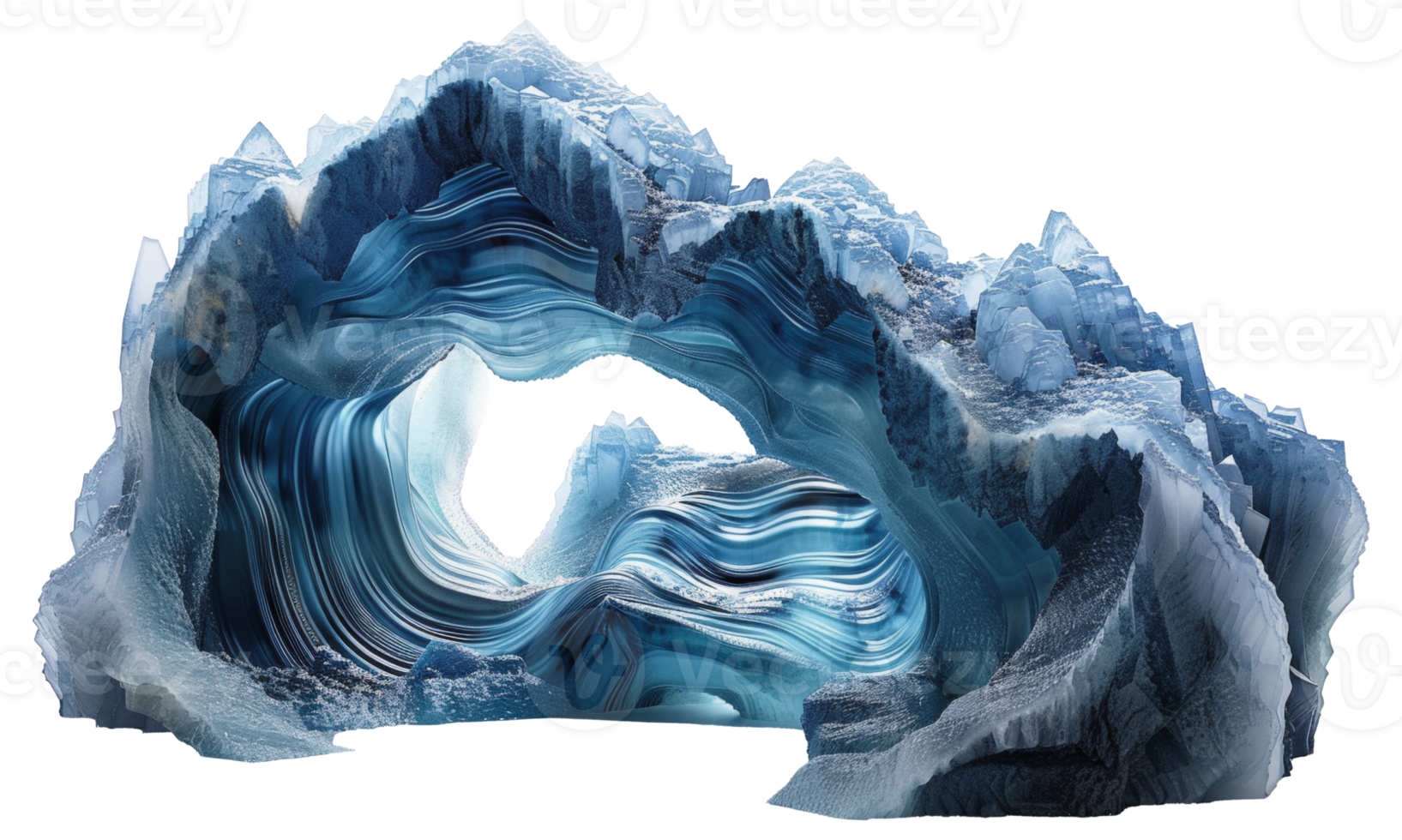 AI generated Abstract blue geode with layers and textured details on transparent background - stock png. png