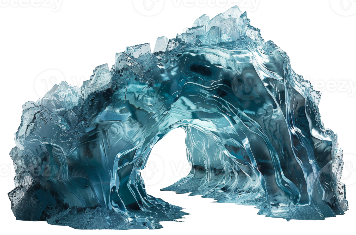 AI generated Abstract blue geode with layers and textured details on transparent background - stock png. png