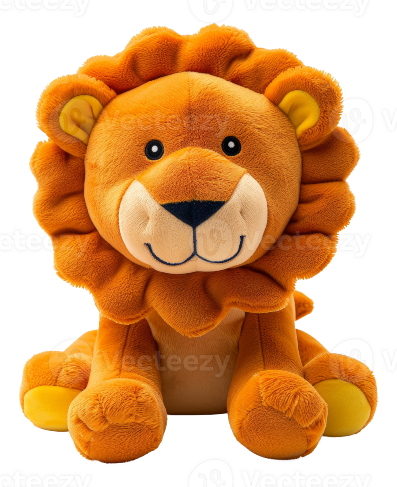AI generated Plush lion toy with fluffy mane on transparent background - stock png. png