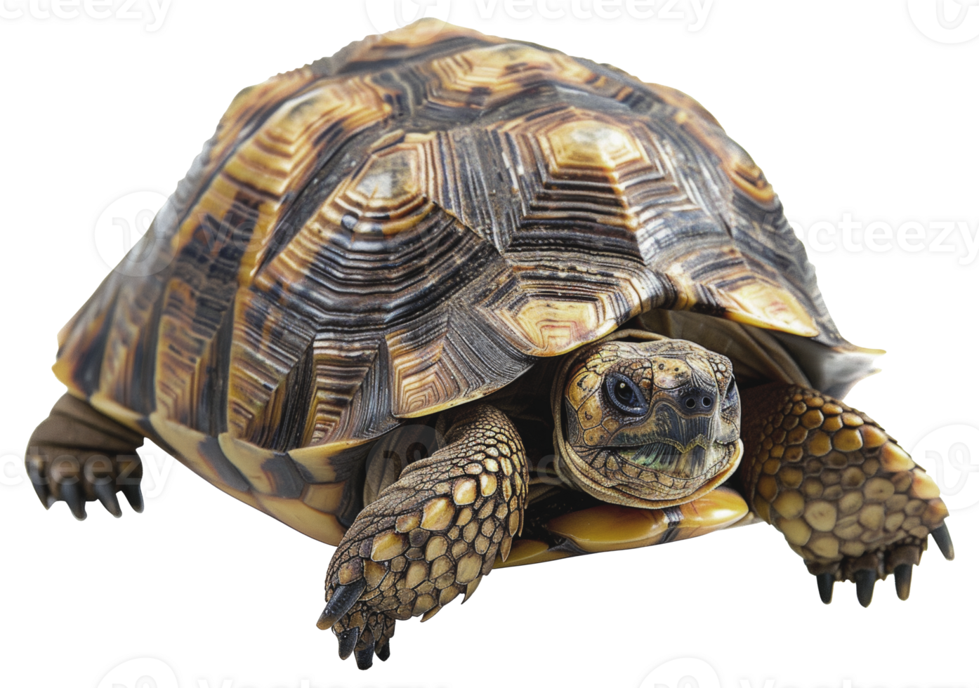 AI generated Large tortoise with detailed shell on transparent background - stock png. png