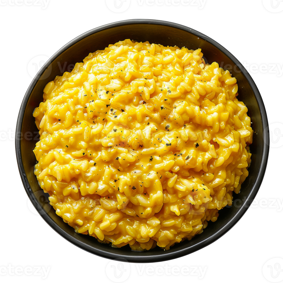 AI generated Creamy risotto with black sesame and fresh dill on transparent background - stock png. png