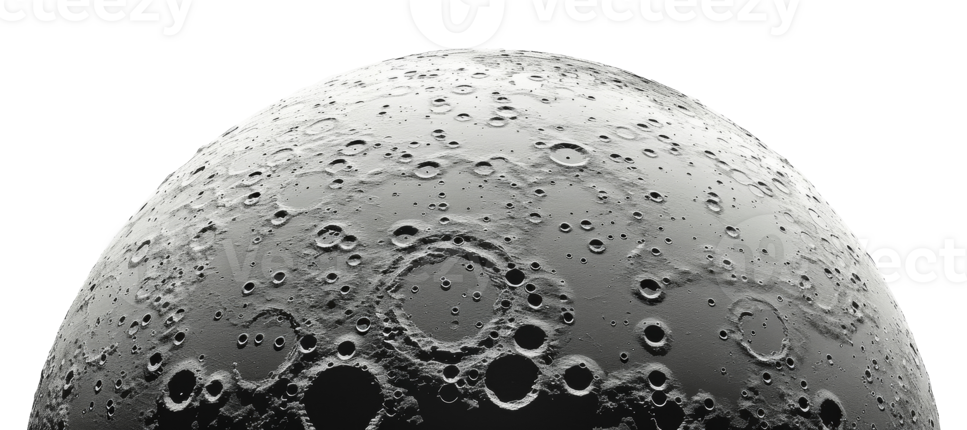 AI generated Close-up of the moon surface revealing detailed craters and texture on transparent background - stock png. png