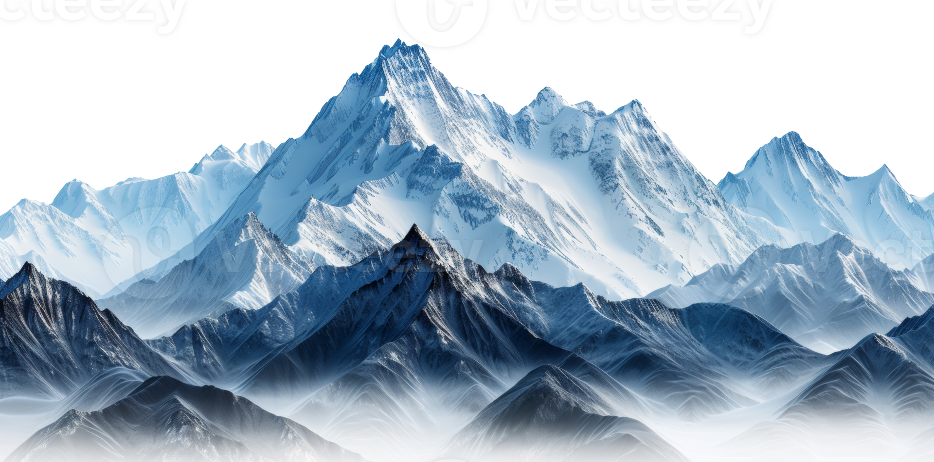 AI generated Pristine snowy peaks rising above the alpine landscape on transparent background - stock png. png