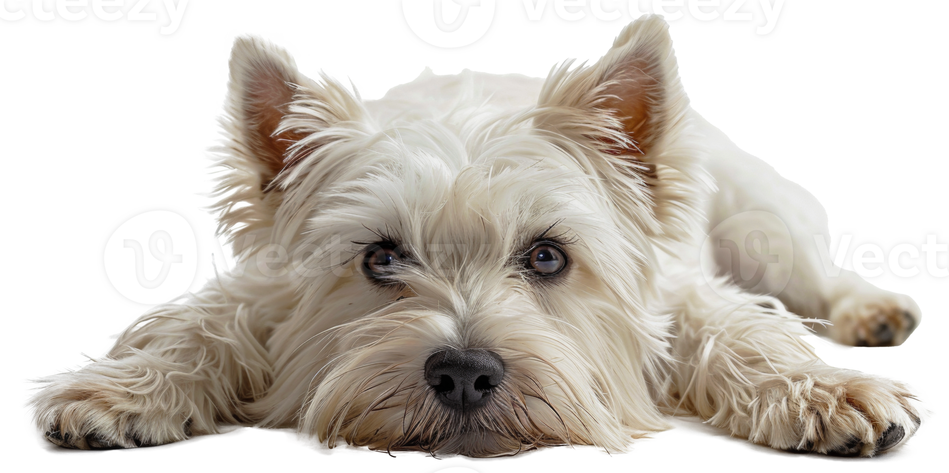AI generated Adorable West Highland white terrier with a shiny coat on transparent background - stock png. png