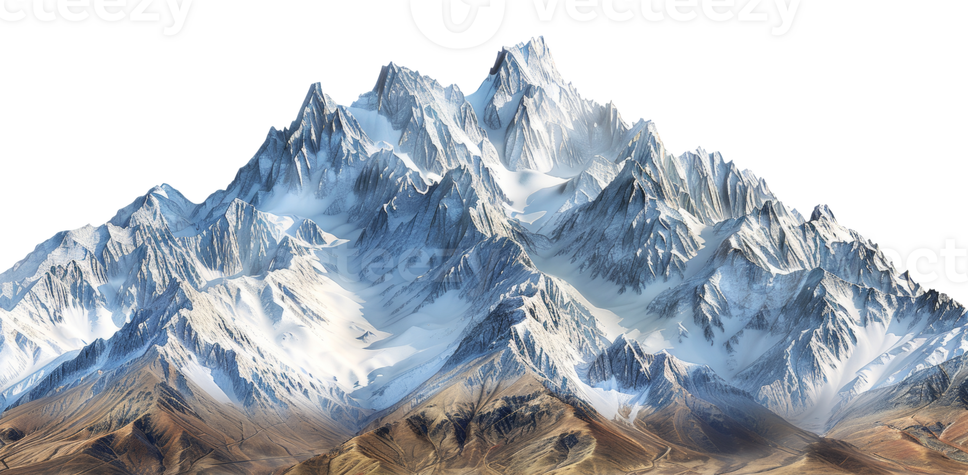 AI generated Majestic snowy peaks of a high mountain range on transparent background - stock png. png