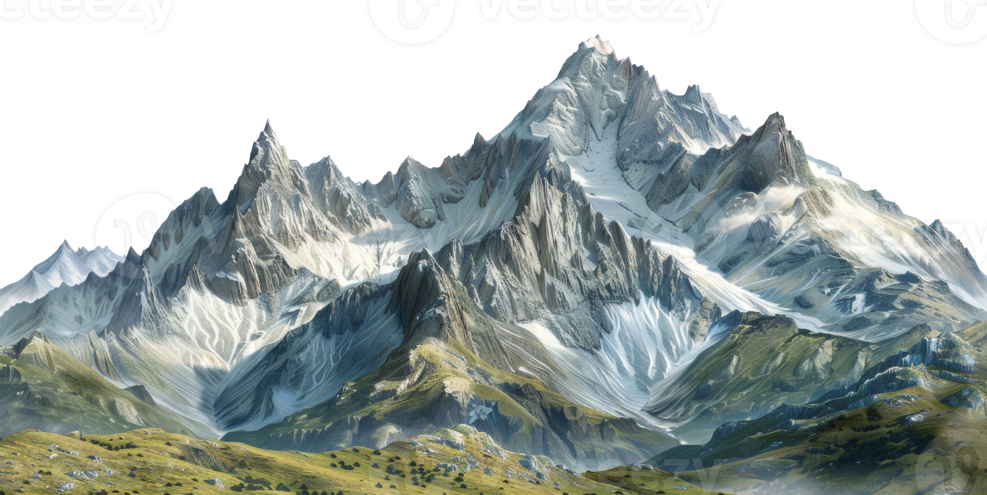 AI generated Pristine snowy peaks rising above the alpine landscape on transparent background - stock png. png