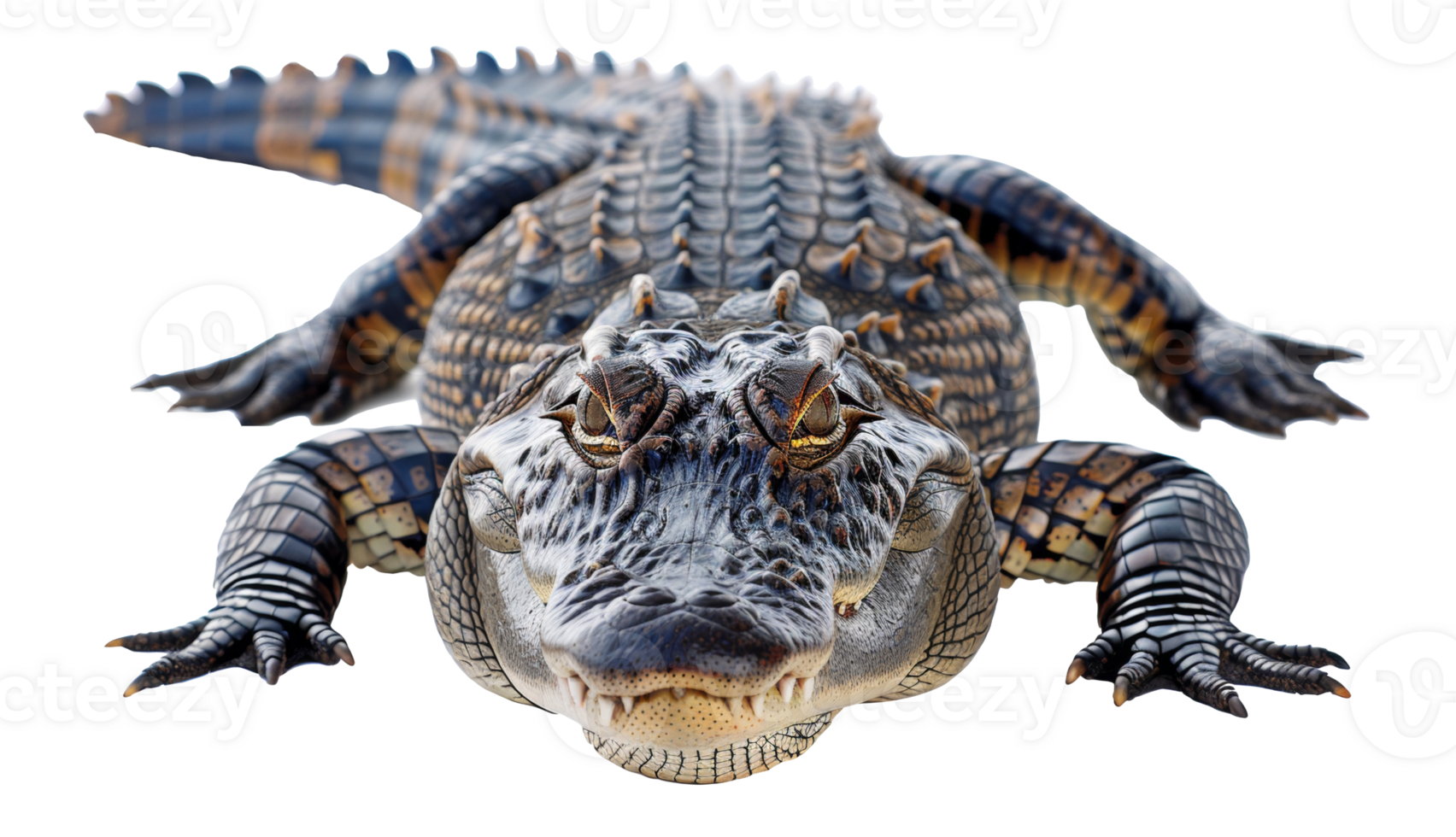 AI generated Majestic alligator basking in natural habitat on transparent background - stock png. png