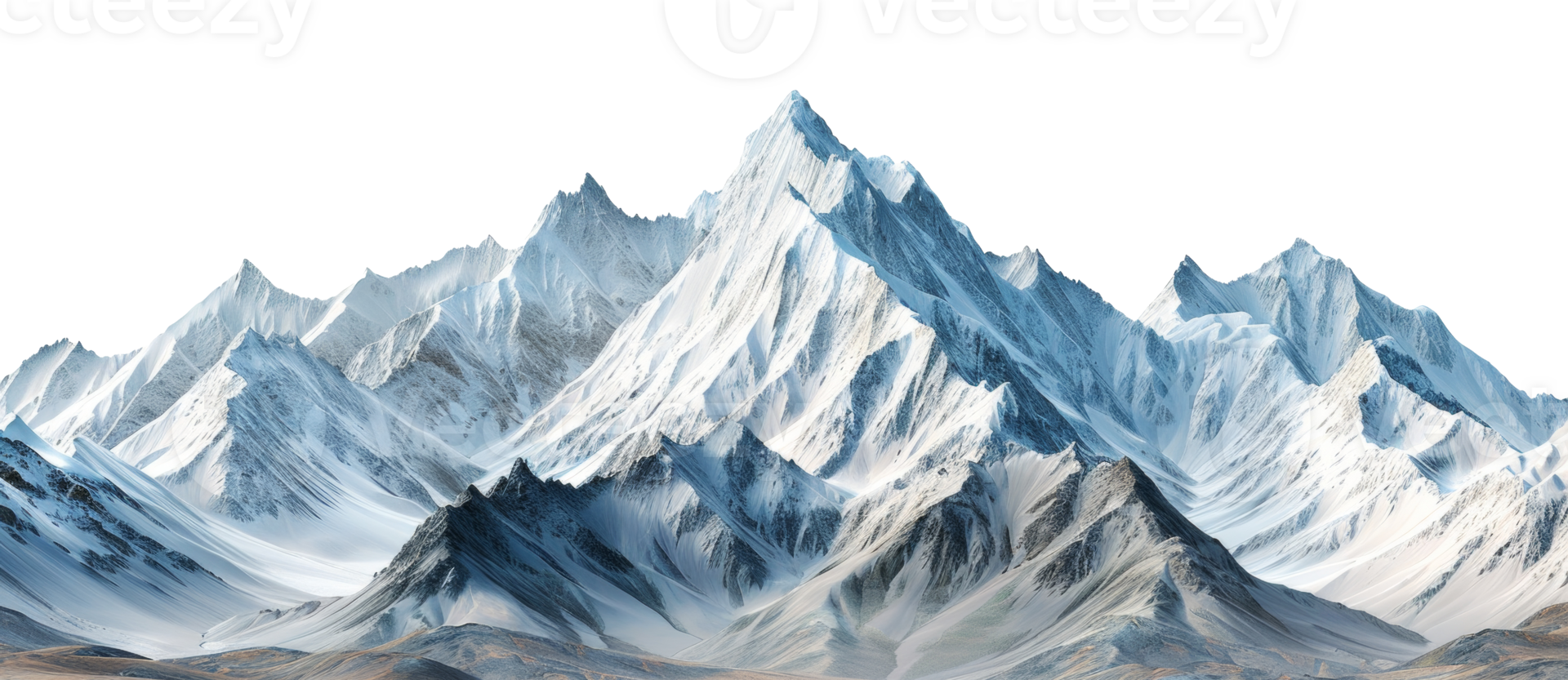 AI generated Majestic snowy peaks of a high mountain range on transparent background - stock png. png