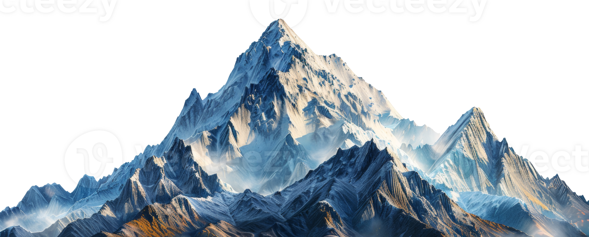 AI generated Majestic snowy peaks of a high mountain range on transparent background - stock png. png