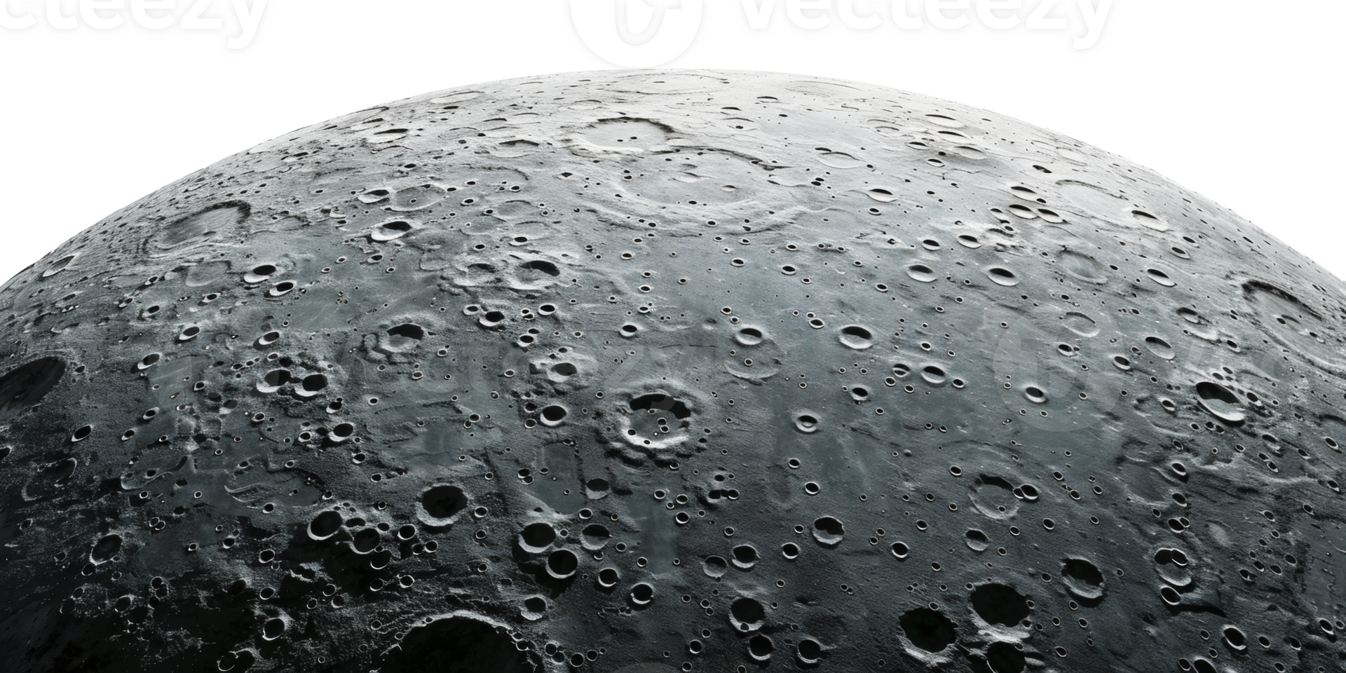 AI generated Close-up of the moon surface revealing detailed craters and texture on transparent background - stock png. png