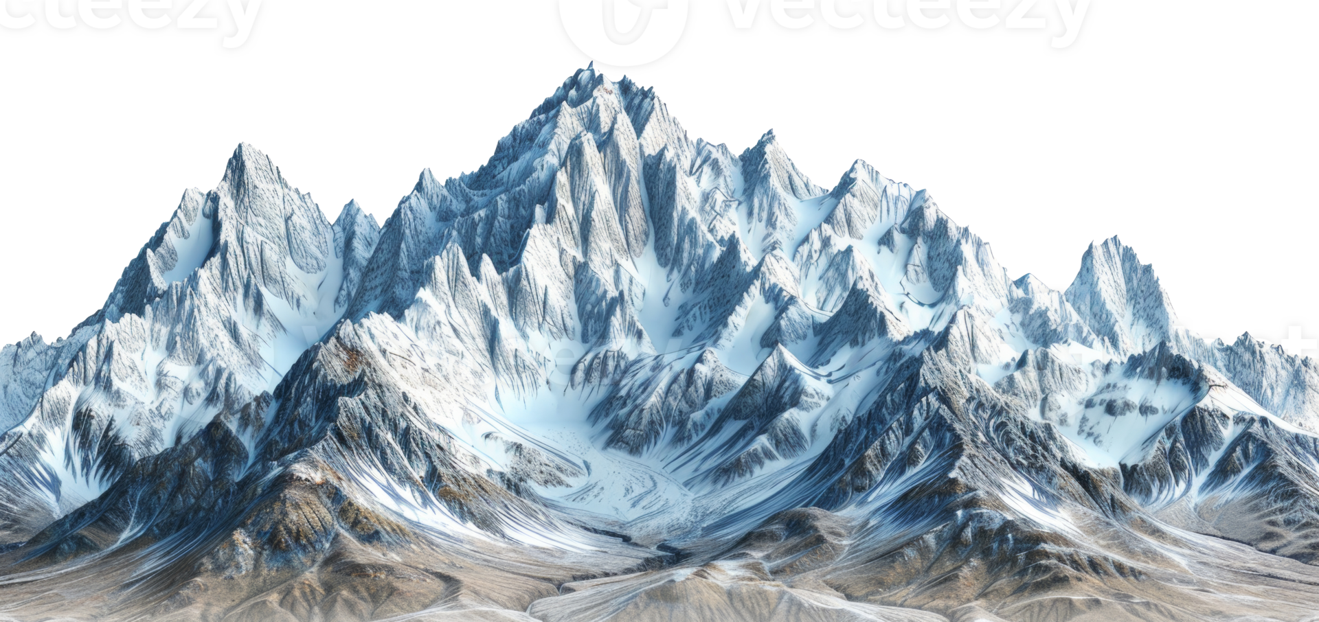 AI generated Majestic snowy peaks of a high mountain range on transparent background - stock png. png