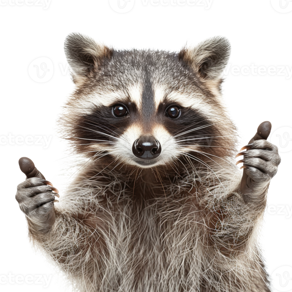 AI generated Inquisitive raccoon with a curious gaze on transparent background - stock png. png