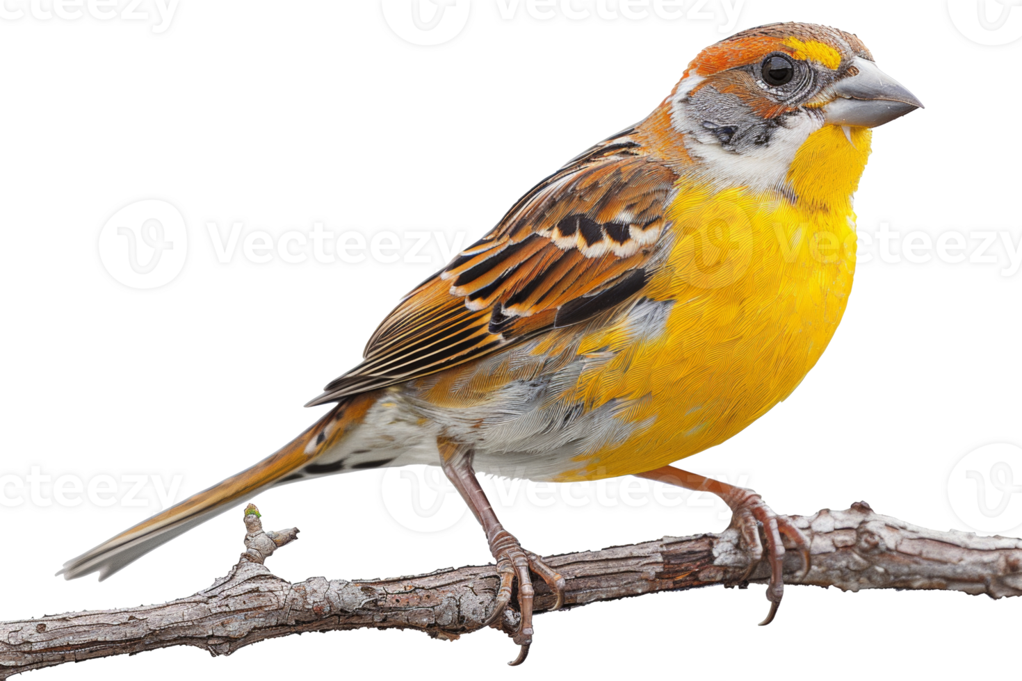 AI generated Yellow-breasted bunting on a branch on transparent background - stock png. png