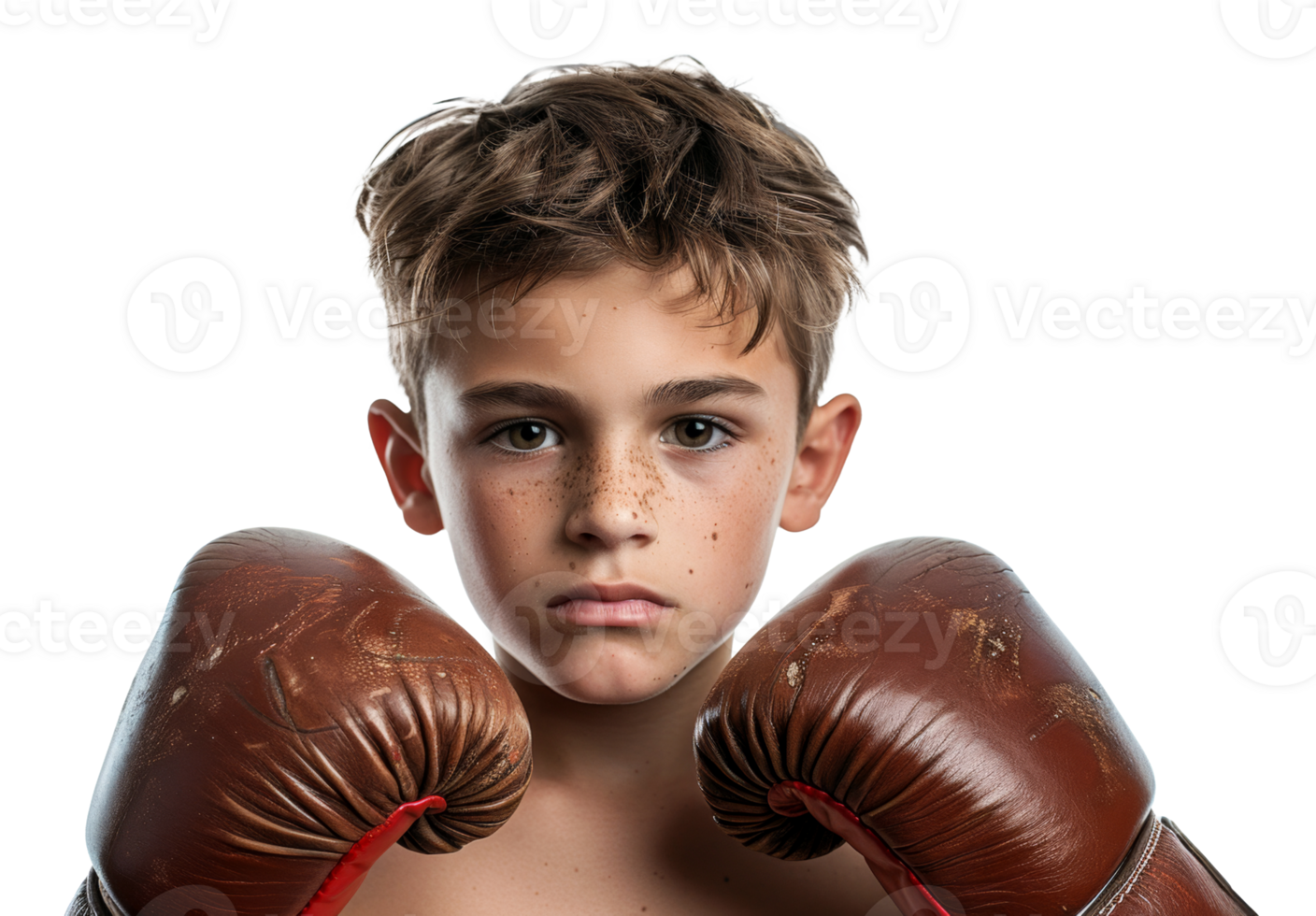 AI generated Determined young boxer with a powerful athletic stance on transparent background - stock png. png