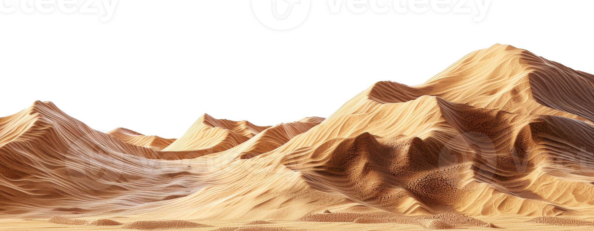 AI generated Tranquil desert dunes under the silence of night on transparent background - stock png. png